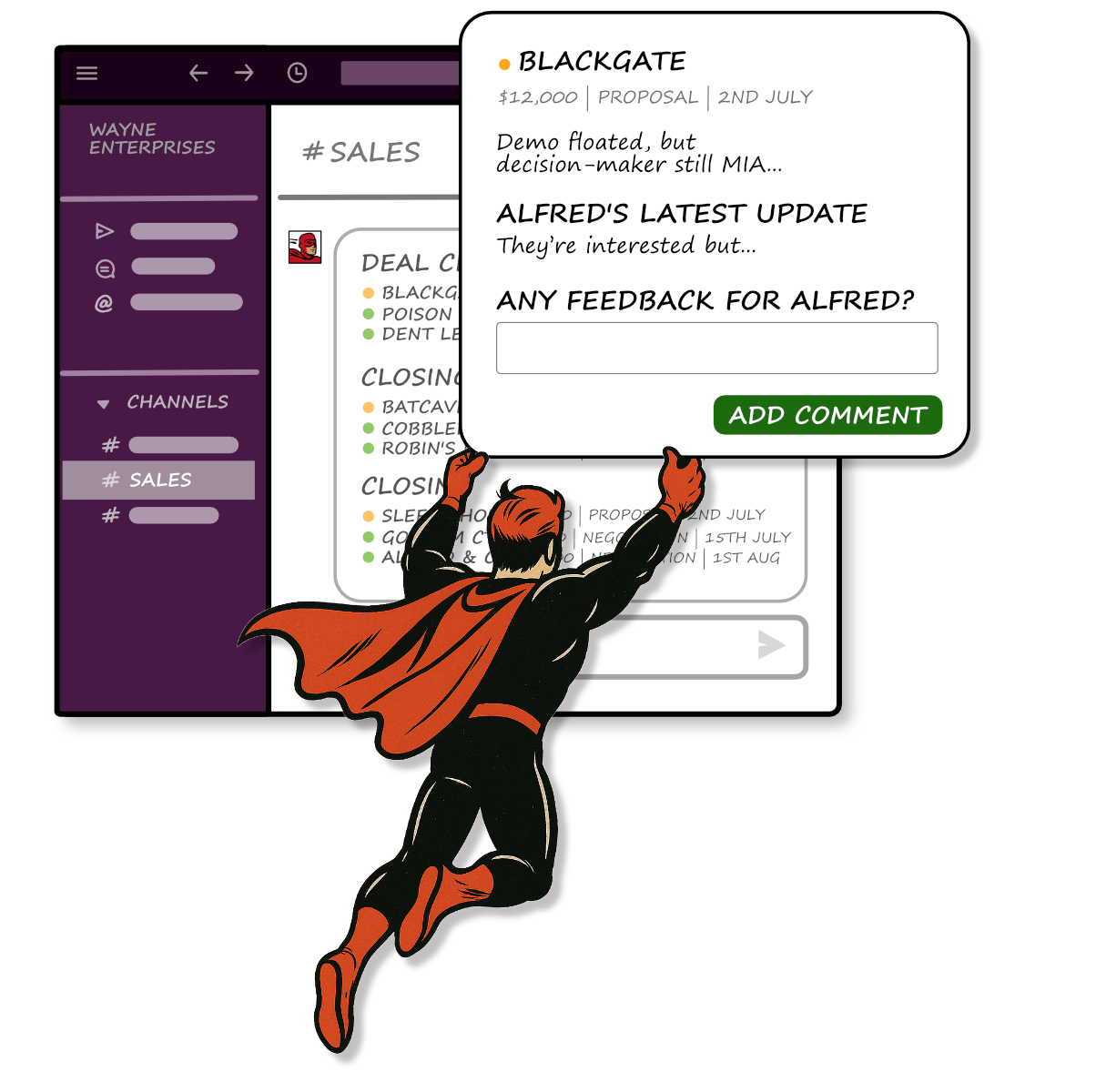 Ctrl’s Slack modal showing deal feedback over a Slack workspace