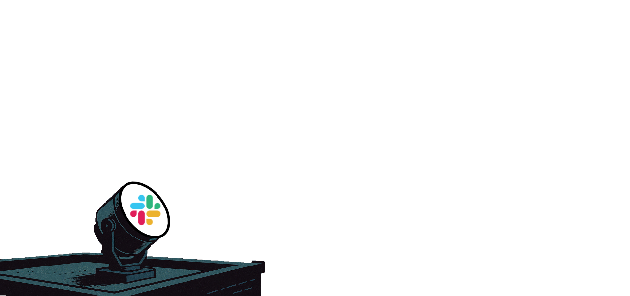 Projector with Slack logo